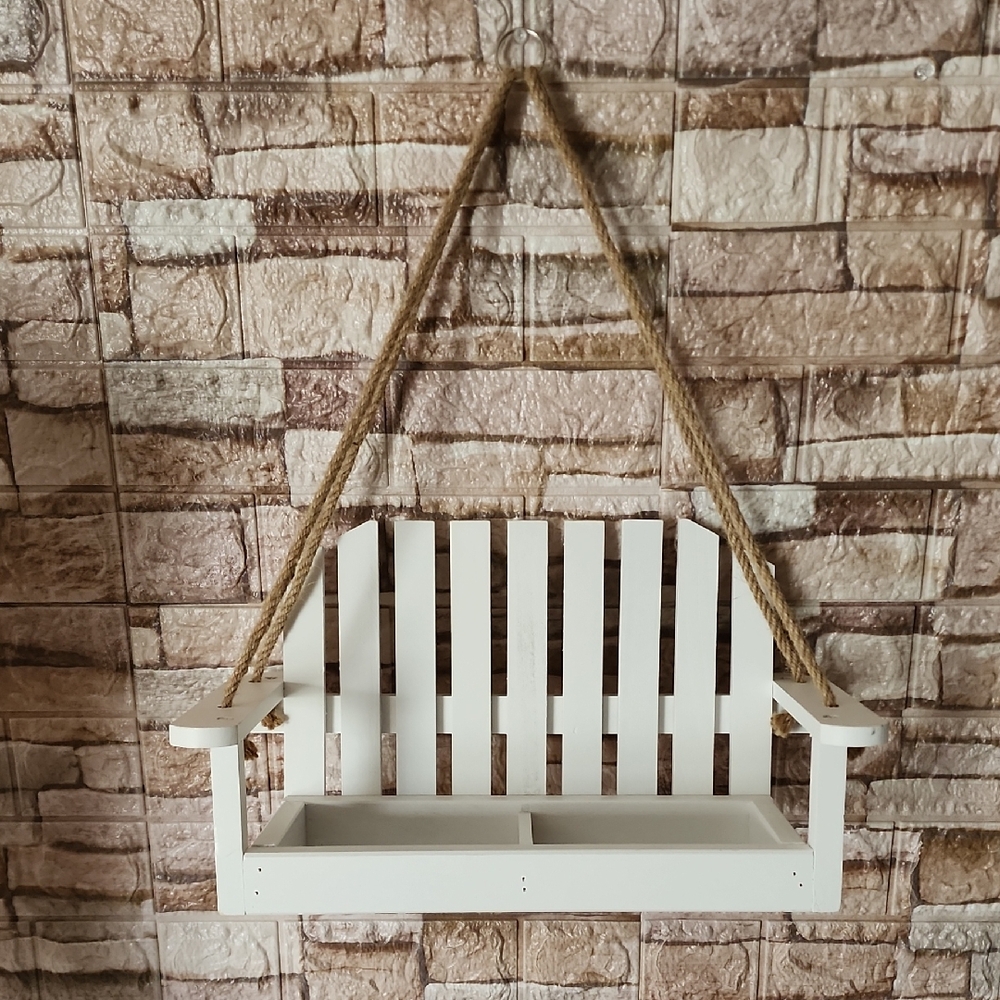 White Hanging Wall Shelf Or Swing Bird Feeders